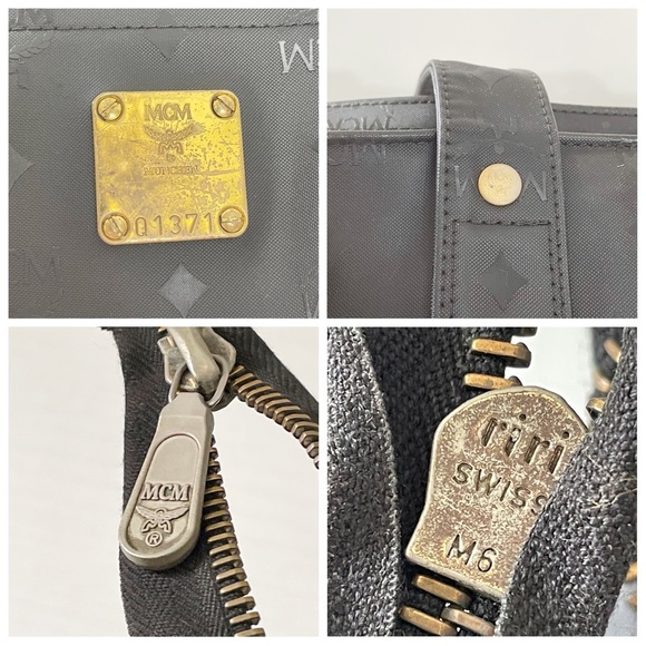 MCM vintage black visetos canvas shoulder bag - Picture 5 of 11